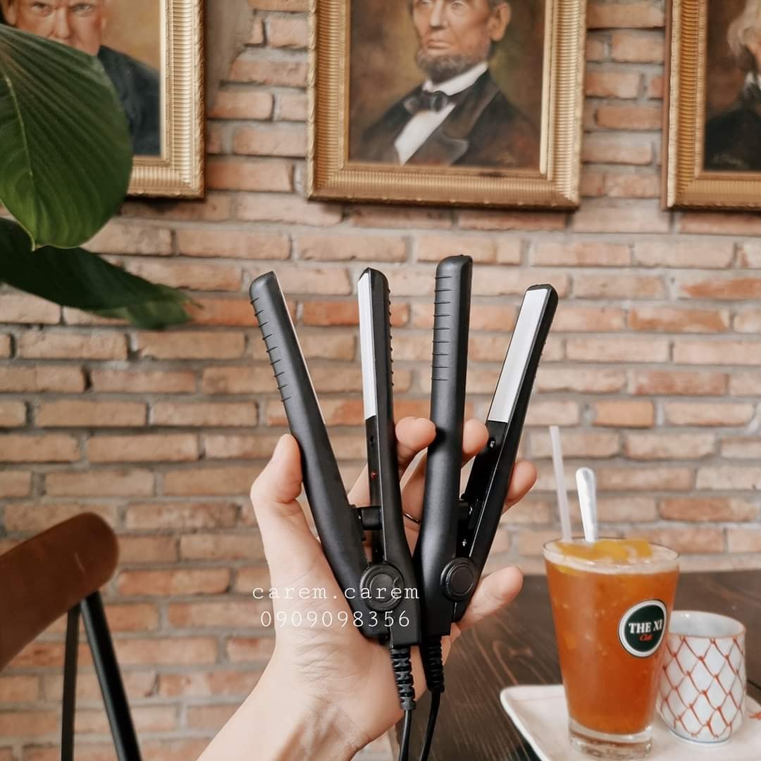 Máy kẹp tóc uốn duỗi làm phồng du lịch nhỏ gọn bỏ túi caremcarem