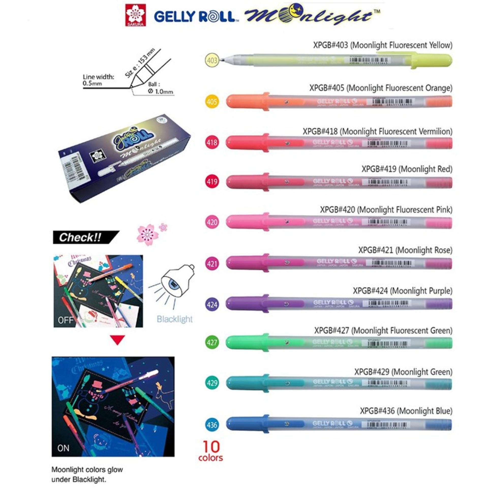 [HCM]BÚT GEL SAKURA GELLY ROLL MOONLIGHT (BÚT PHÁT SÁNG NHIỀU MÀU)