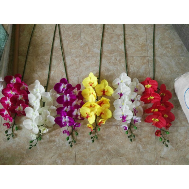 Hoa giả_ Cành lan hồ điệp 9 bông