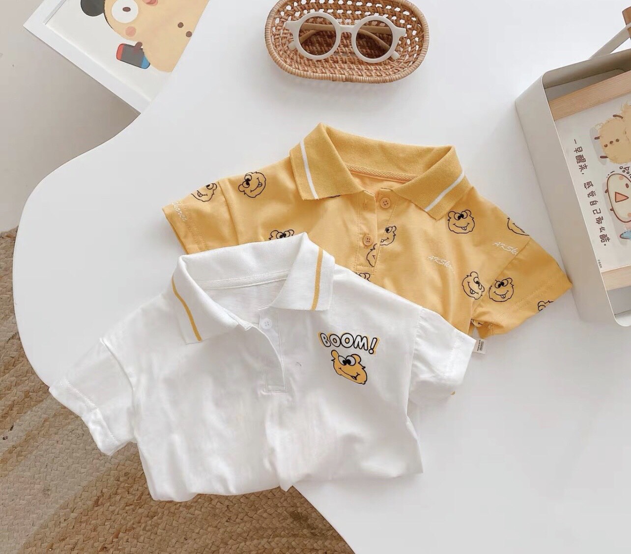 Áo bé trai/Áo thun Polo có cổ chất cotton QC