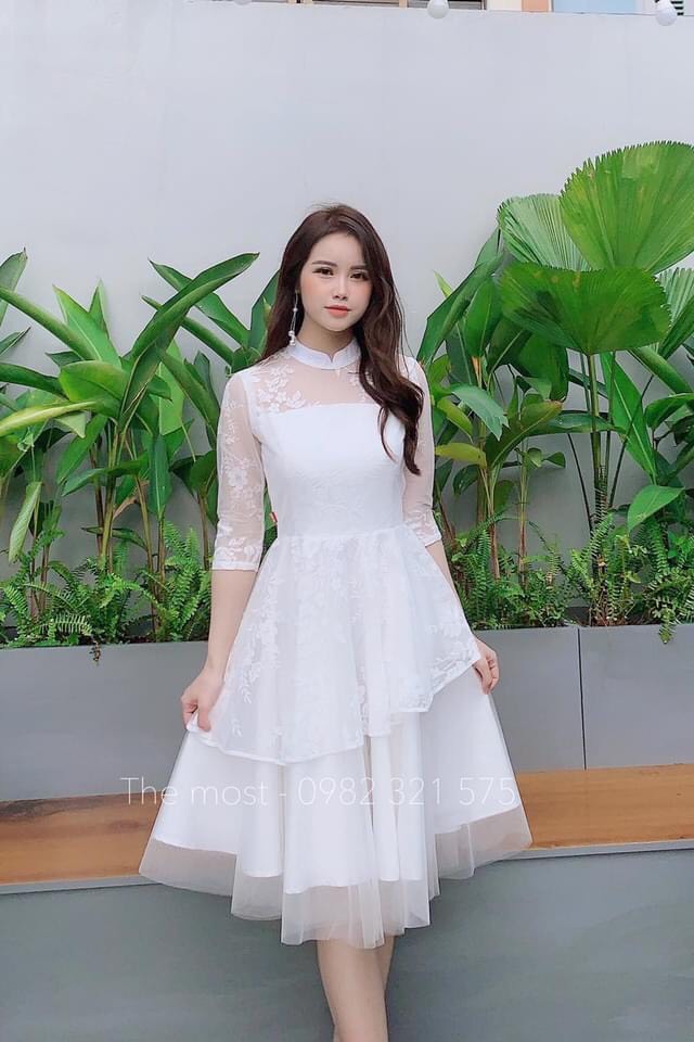 Váy dự tiệc - đám cưới voan ren trắng siêu đẹp (Ảnh thật) | Shopee Việt Nam
