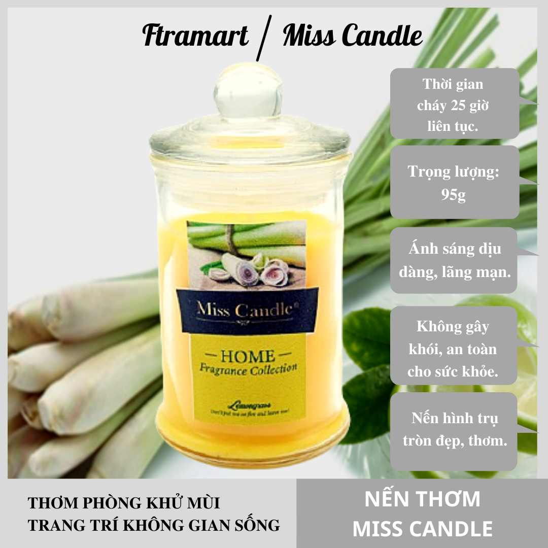 [HCM]Nến thơm ly thủy tinh D6H11 Miss Candle FTRAMART MIC5678 95g (Chọn mùi hương)