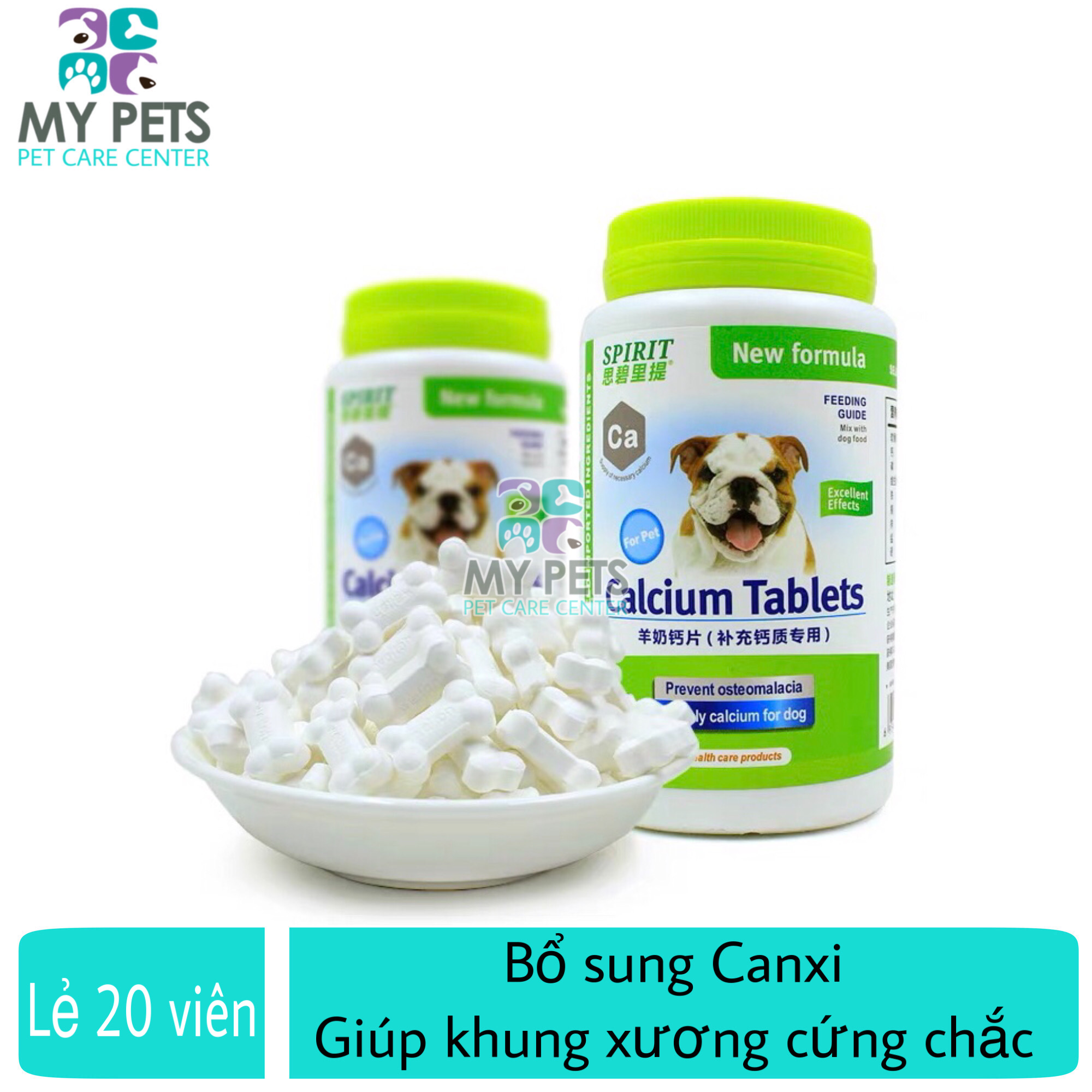 Viên nhai Spirit bổ sung Canxi giúp khung xương cứng chắc - Lẻ 20 viên