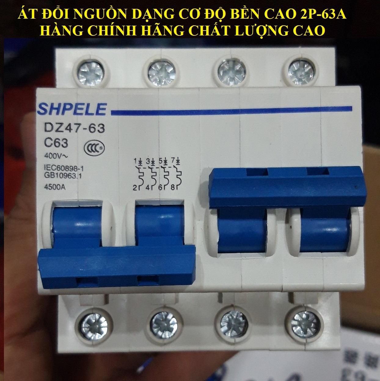 Cầu dao đổi nguồn điện 2P 63A SHPELE HÀNG CHẤT LƯỢNG CAO bộ đổi nguồn điện aptopmat đổi chiều cầu dao đảo chiều tự động ats 2P 63A