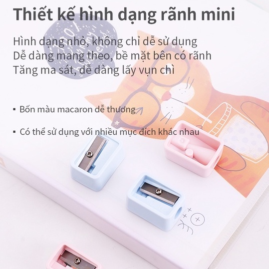 Gọt bút chì mini Deli - Hồng, Cam, Xanh dương, Xanh lá - 1 cái màu ngẫu nhiên - Chất liệu ABS bền bỉ, lưỡi dao không ghỉ - 594