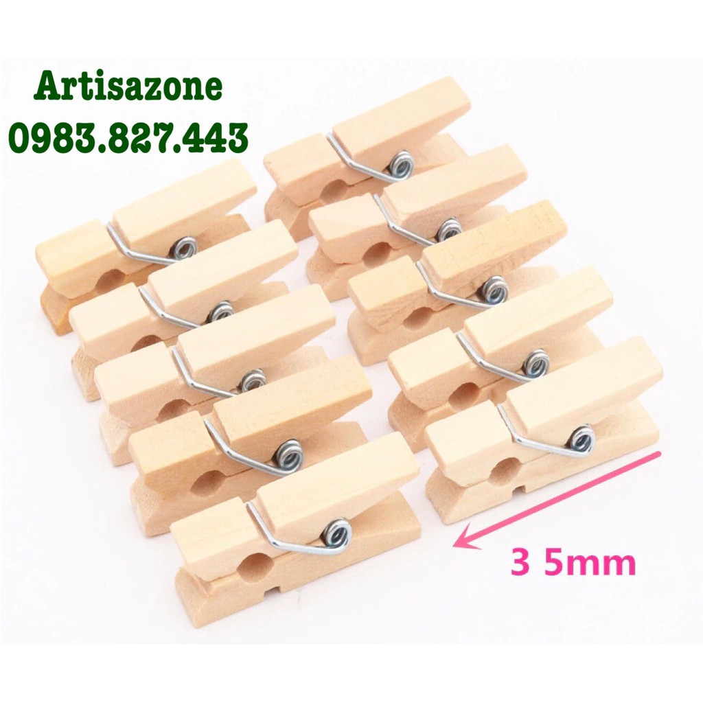 Kẹp gỗ trơn (size 3,5cm x 0,7cm) - Set 30 chiếc
