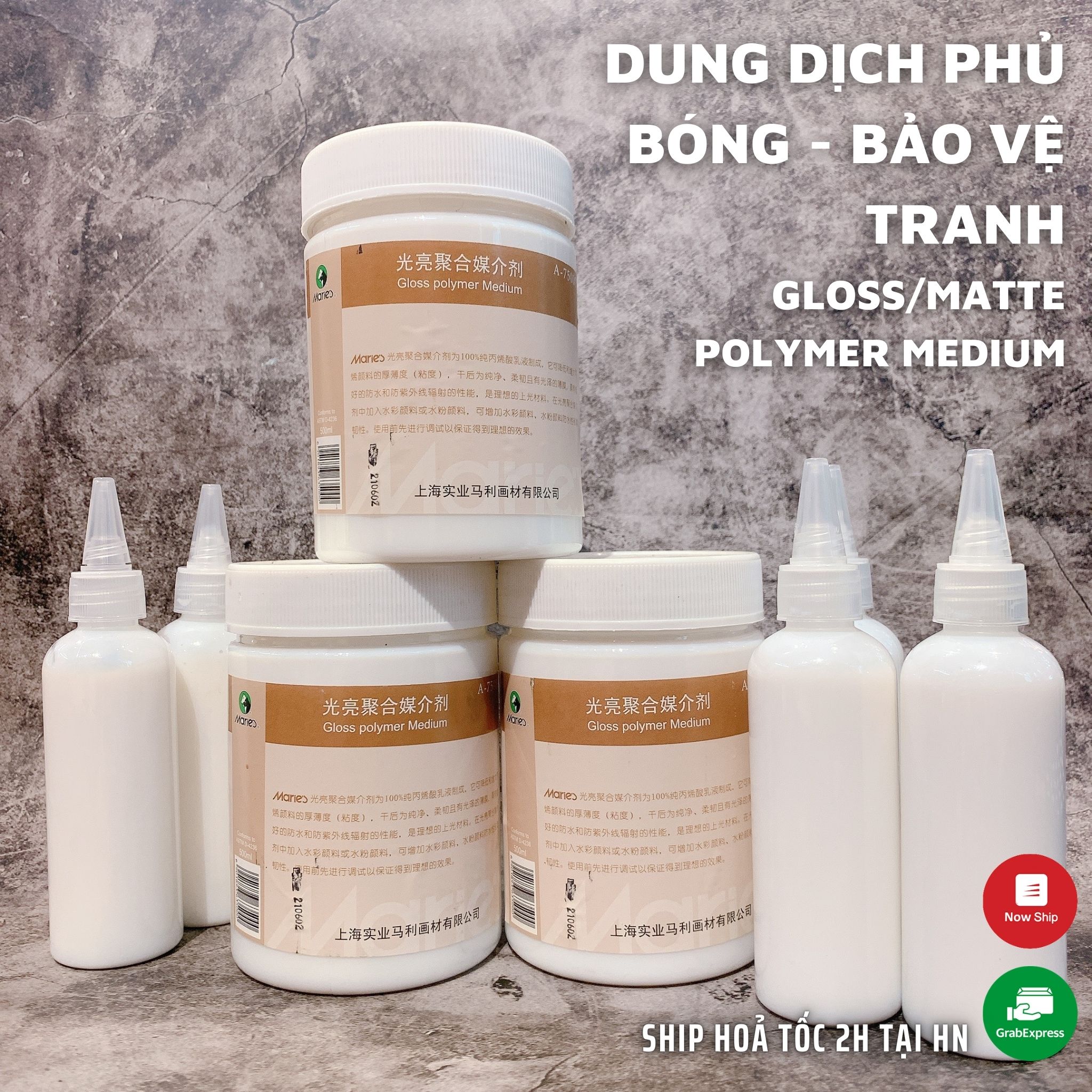 Dung dịch phủ bóng/ phủ mờ,  bảo vệ tranh vẽ - Marie's ( Gloss/Matte Polymer Medium )
