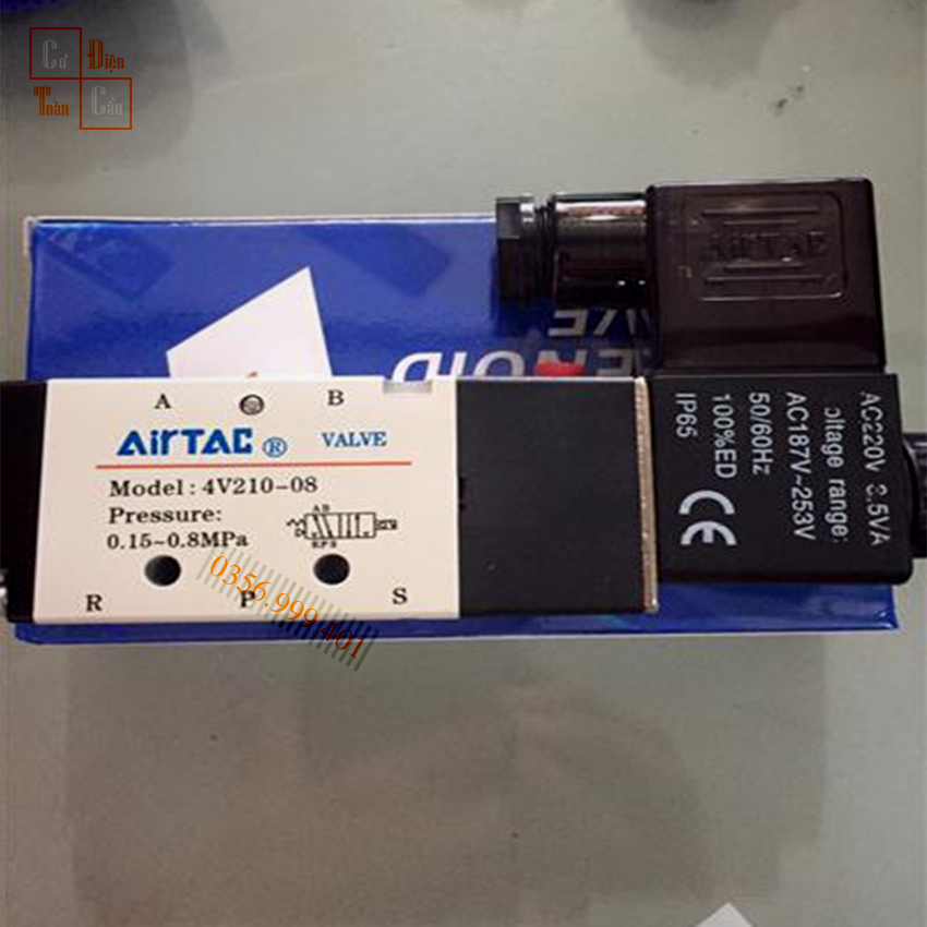 Van điện từ 5/2,Solenoid Valve, Model: 4V210-08 ( ren 13mm ), G1/4