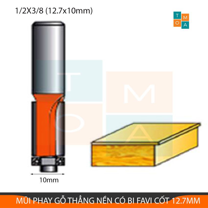 Mũi phay gỗ thẳng nền có bi favi - mũi soi gỗ cao cấp cốt 12.7mm