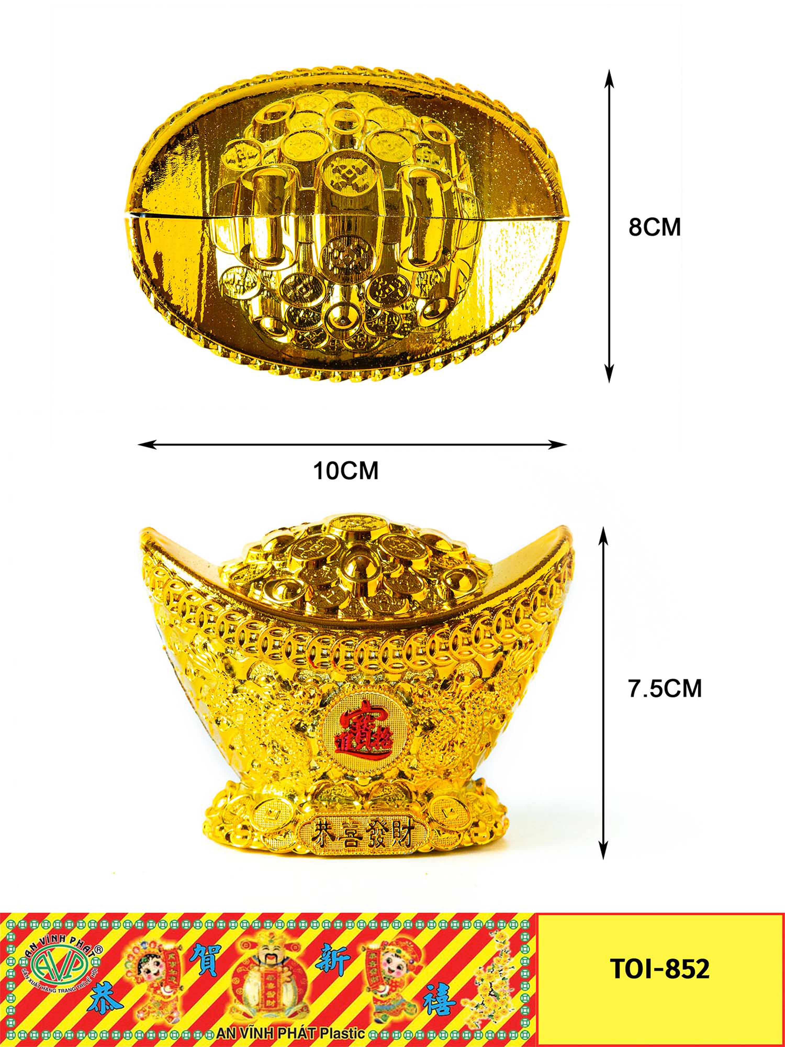 Set of 2 / Gold Ingots with 10cm Base for Tet Decoration, Making Garlic Towers, Bringing Wealth and Fortune