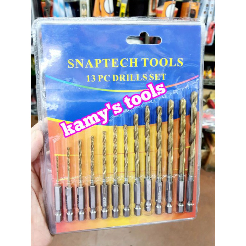 [HCM]Bộ 13 Mũi Khoan Sắt Gỗ Nhựa Đuôi Lục Giác Thép Chuẩn HSS