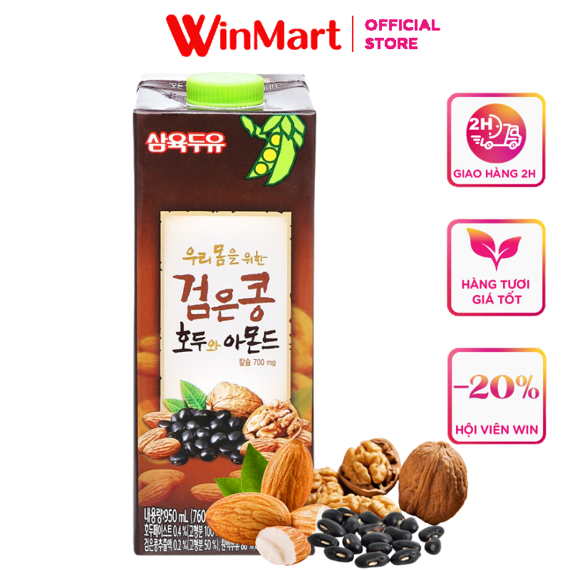 [Siêu thị WinMart] - Sữa đậu đen, óc chó, hạnh nhân Sahmyook hộp 950ml