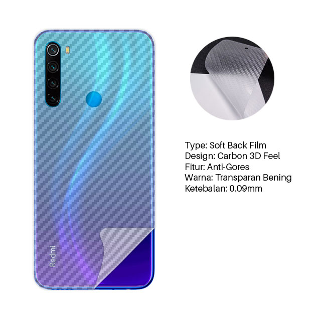 Dán carbon mặt lưng Xiaomi Redmi Note 8 / Note 8 Pro chống vân tay