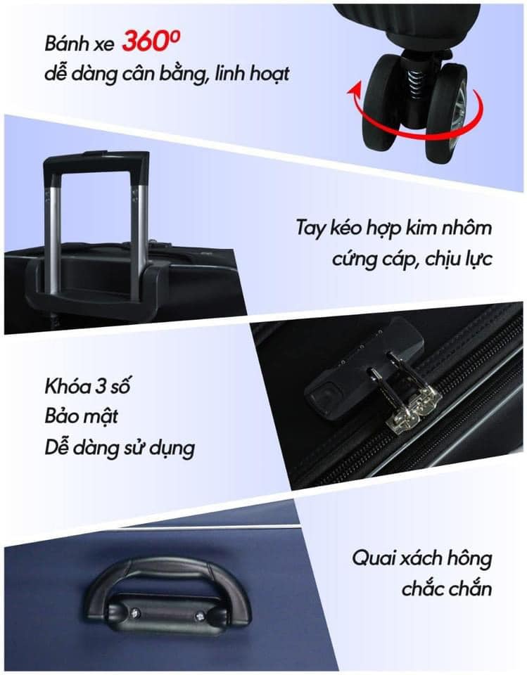 Vali vải dù cao cấp Size 28 chính hãng Hùng Phát