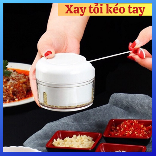 Dụng cụ xay tỏi ớt mini kéo bằng tay, xay hành, tỏi ớt gừng, thịt băm rất tiện lợi nhỏ gọn dụng cụ hỗ trợ nấu ăn tiện ích.