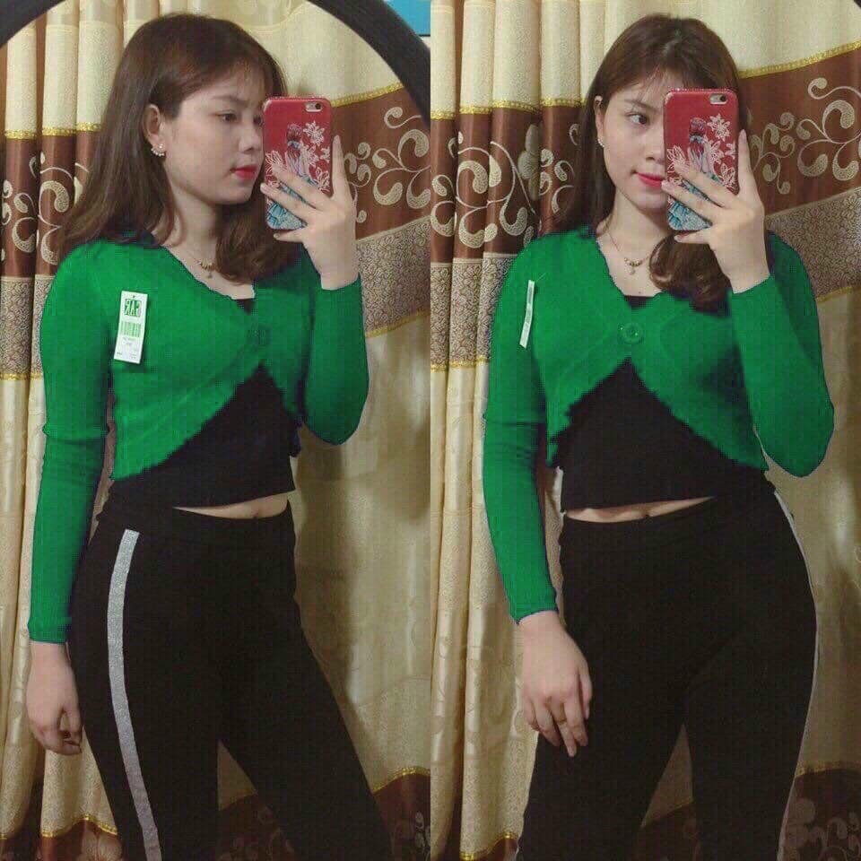 Áo khoác len croptop 1 nút tay dài
