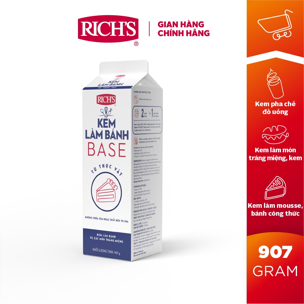Kem Làm Bánh Rich's Whip Topping Base 907g [31018]
