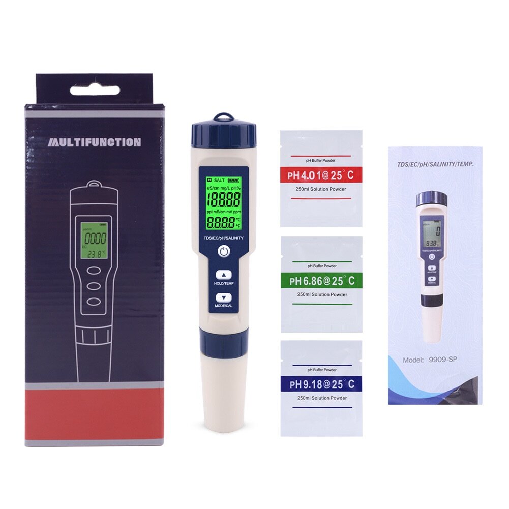 Bút Kiểm Tra Độ PH/TDS/EC/Độ Mặn/Nhiệt Độ Máy Kiểm Tra Chất Lượng Nước Đa Năng Cho Tính Axit Và Kiềm - TOYCITY