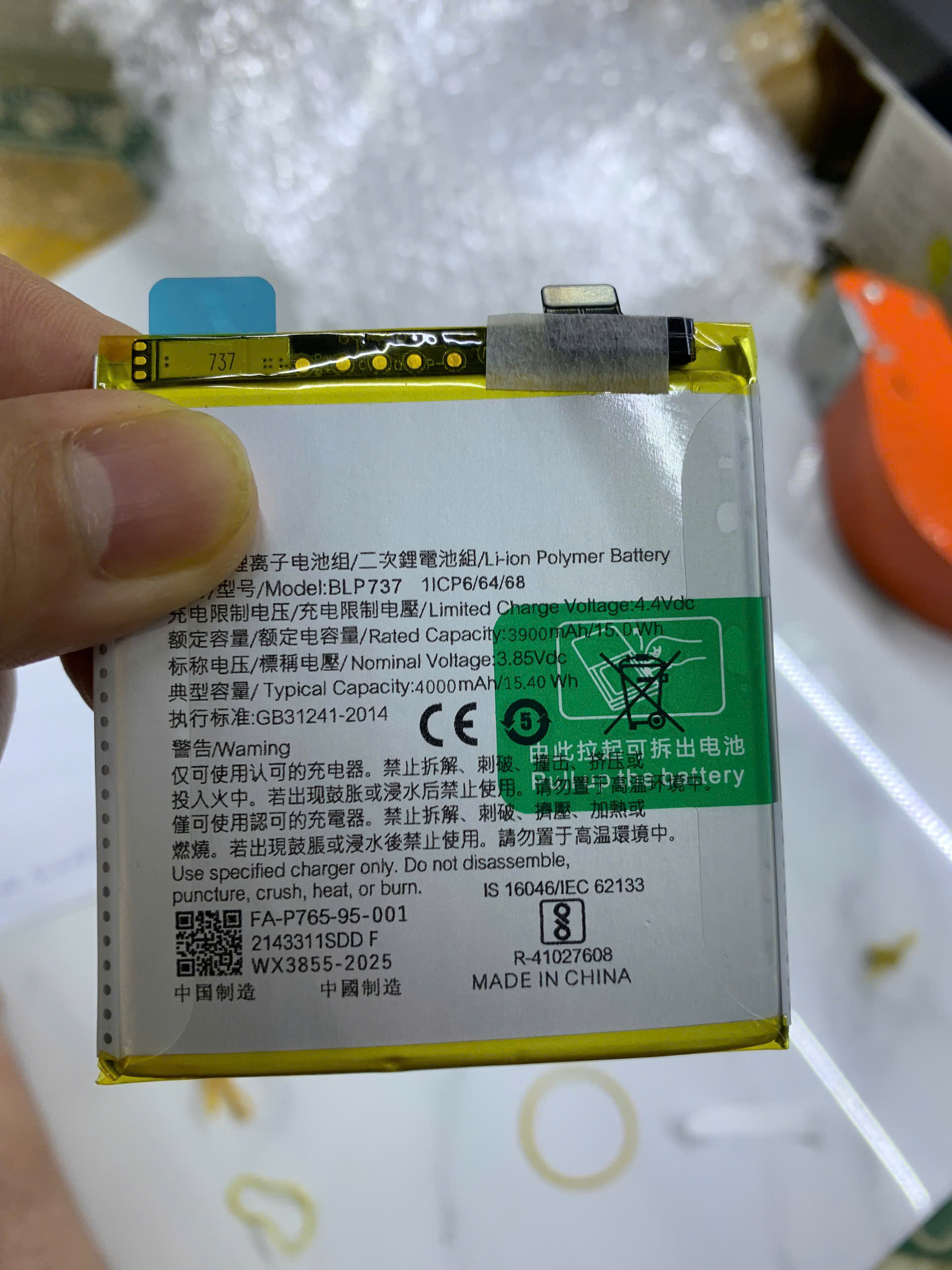 Pin oppo BLP737 dùng cho Reno 2F, 4000mAh, bảo hành 3 tháng