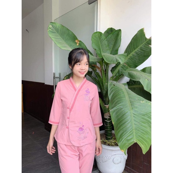 đồ lam Đi chùa .tim viền .