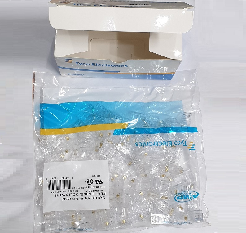 Đầu Bấm Hạt Mạng Rj45 Cat5 Hộp 100 Hạt Màu Trắng Loại Tốt