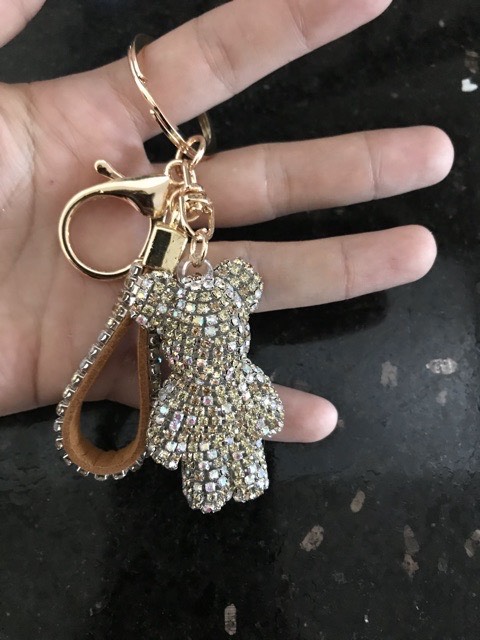 Móc khoá gấu đính đá siêu sáng