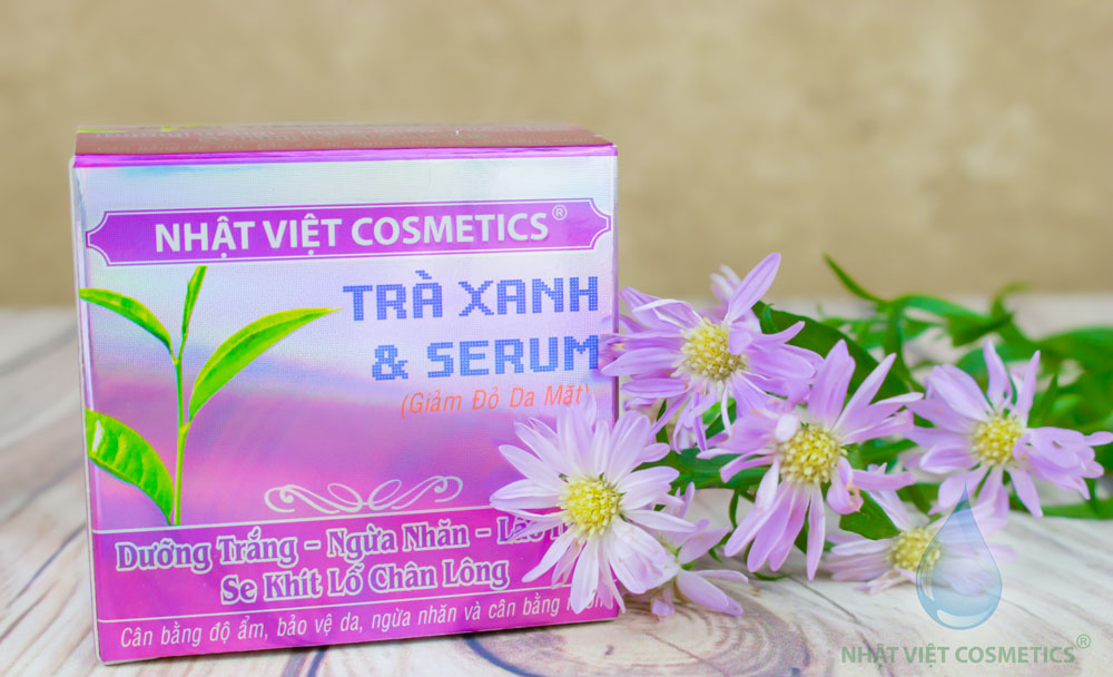 Kem dưỡng trắng, Ngừa nhăn, Ngăn lão hóa, Se khít lỗ chân lông Trà xanh và Serum NHẬT VIỆT COSMETICS - 13g