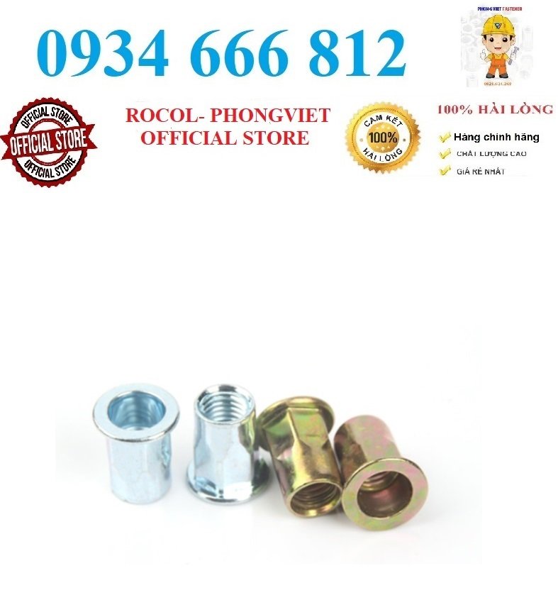 Combo 50c Ốc tán rút nửa lục M8 thép mạ