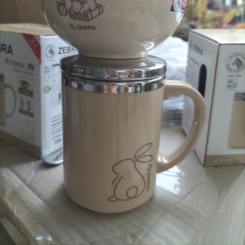 Ca cách nhiệt có nắp Zebra - 350ml - 112051 Thái Lan