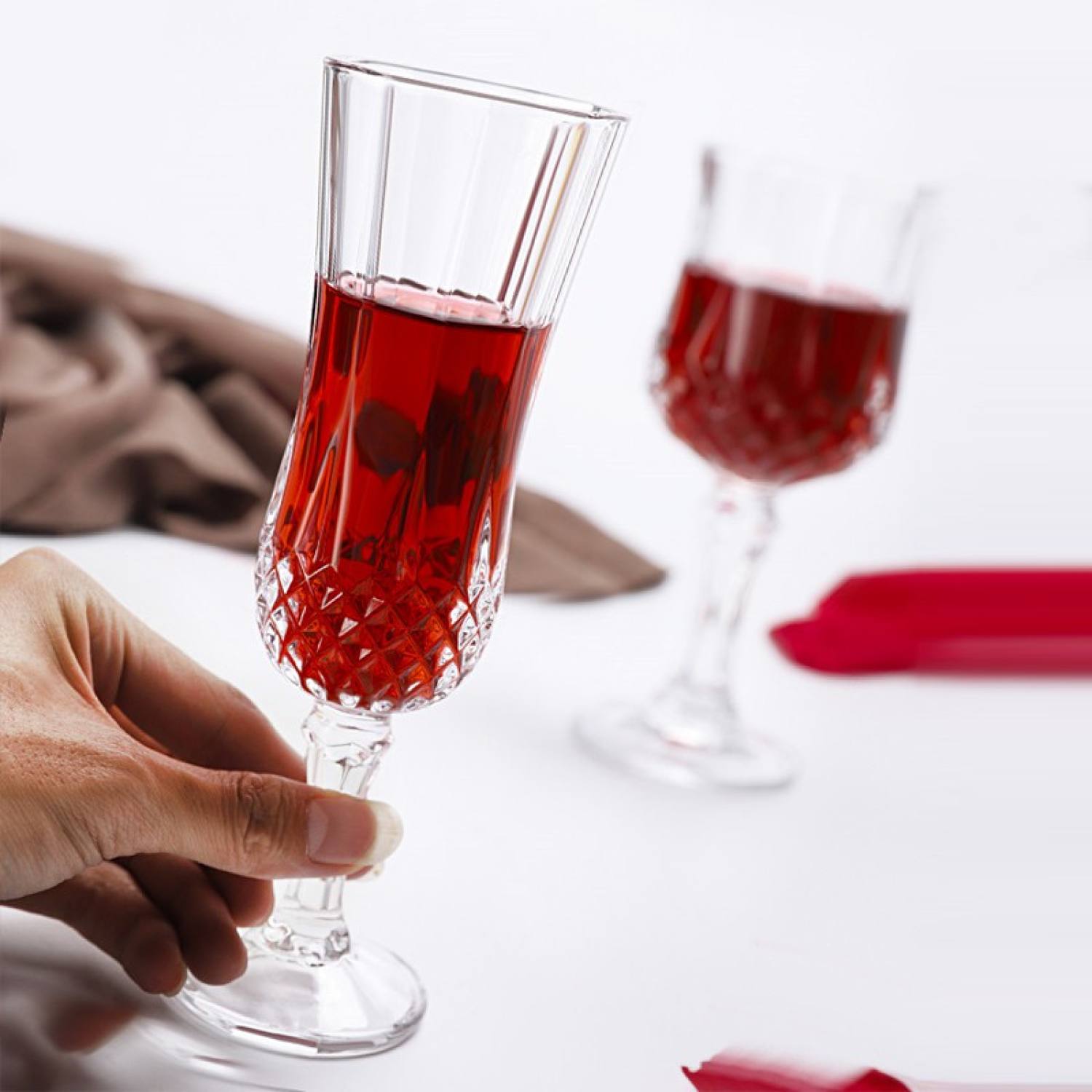 Cocktail Flute Glass - Ly Thuỷ Tinh Khứa Cạnh