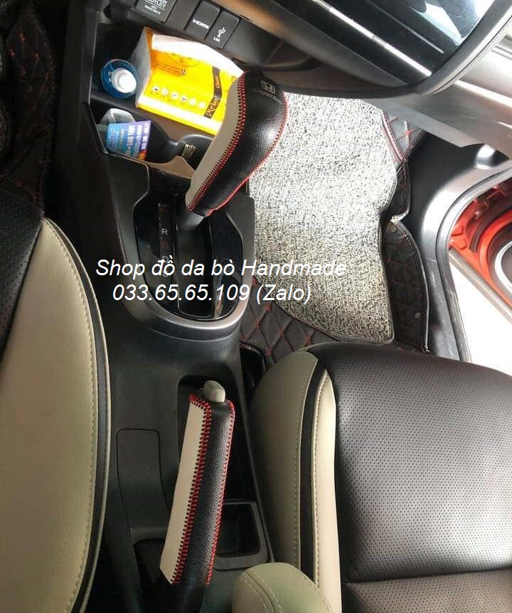 Bọc da cần số & phanh tay xe Honda city (AT) da bò thật