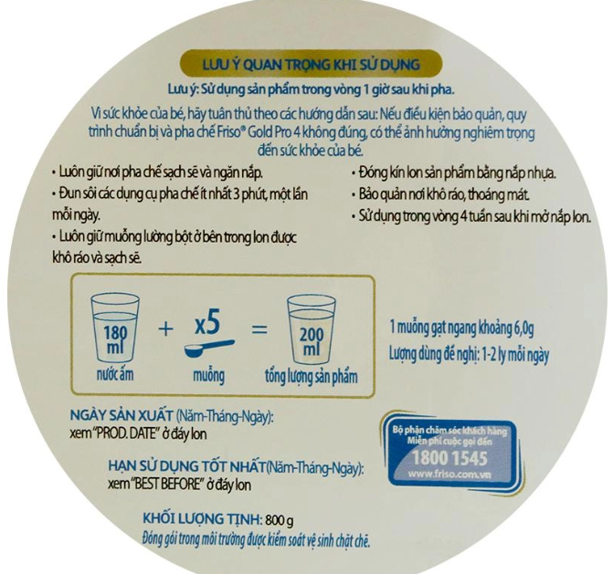 Sữa bột Friso Gold pro số 4 800g (3 - 6 tuổi)