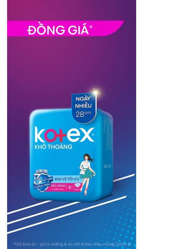 Combo 100 gói băng vệ sinh Kotex 28cm có cánh ( Gói 2 miếng)