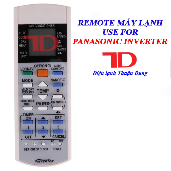 Điều khiển, remote điều hòa dùng cho máy lạnh Panasonic Inverter, Điện Lạnh Thuận Dung