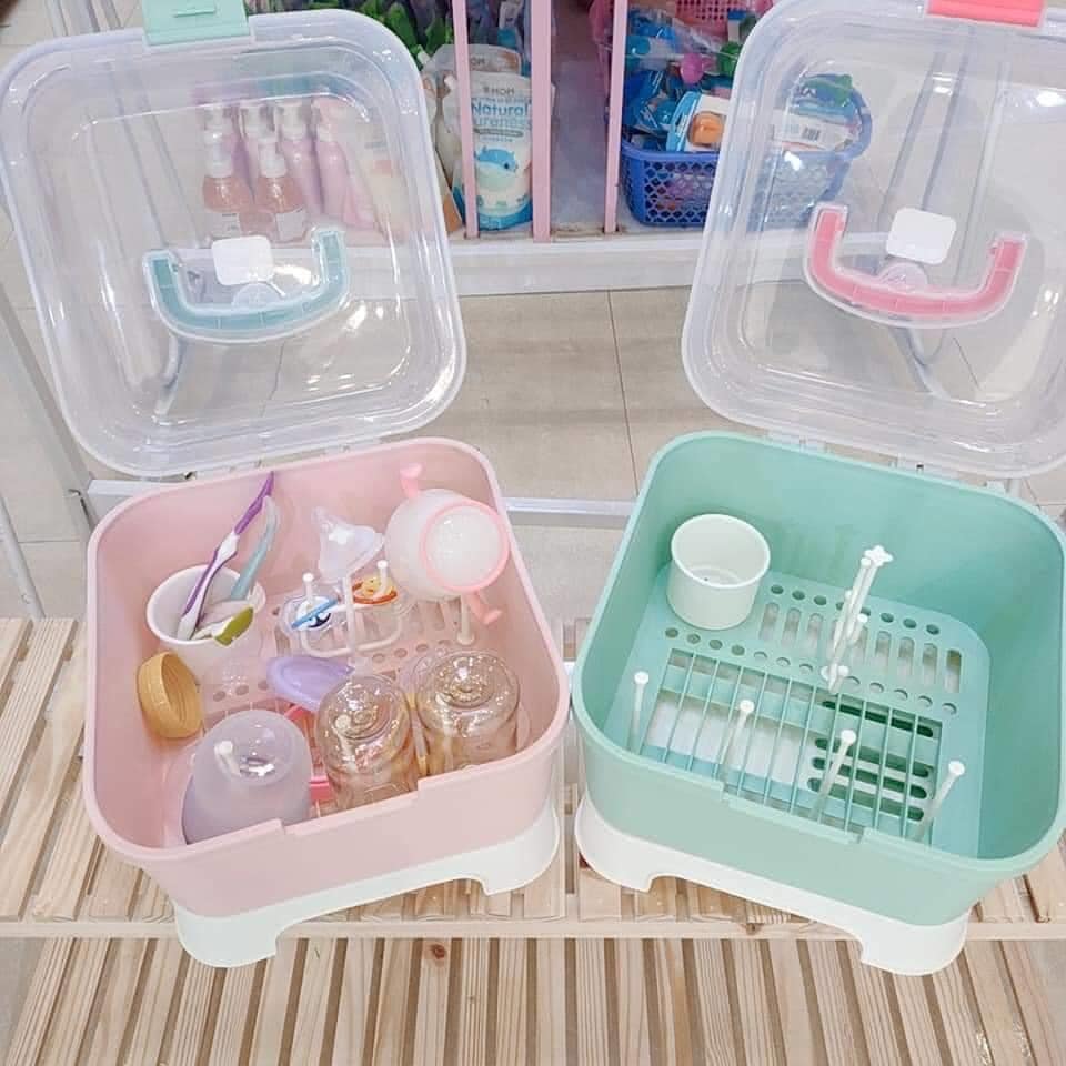 [HCM]Hộp đựng úp bình sữa ByBaby 103 có khay thoát nước khô thoáng chống ẩm nắp đậy chống bụi an toàn sạch sẽ
