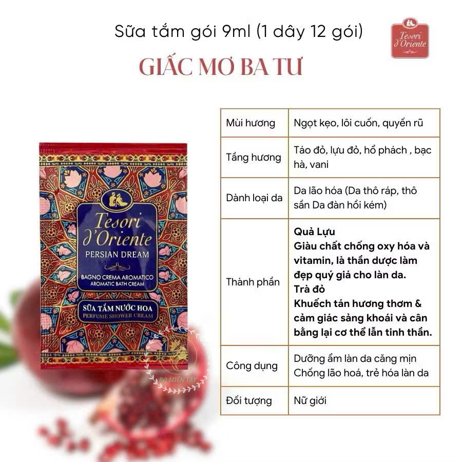 (Dây 10 Tặng 2) Sữa Tắm Tesori d’Oriente 9ml – Hương Nước Hoa Ý, Đủ Mùi Lựa Chọn