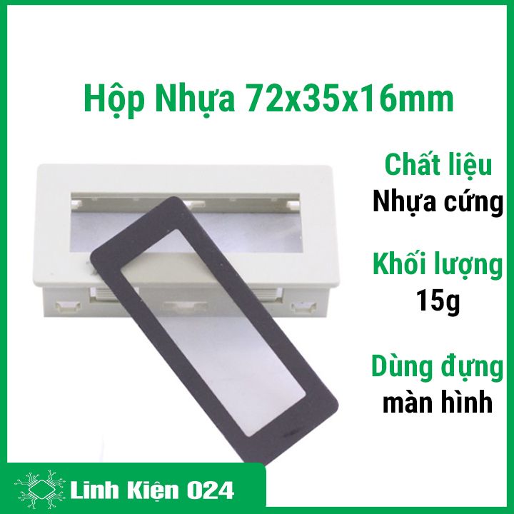 Hộp nhựa điện tử 72x35x16mm nhựa ABS chịu va đập tốt đựng màn hình, đồng hồ