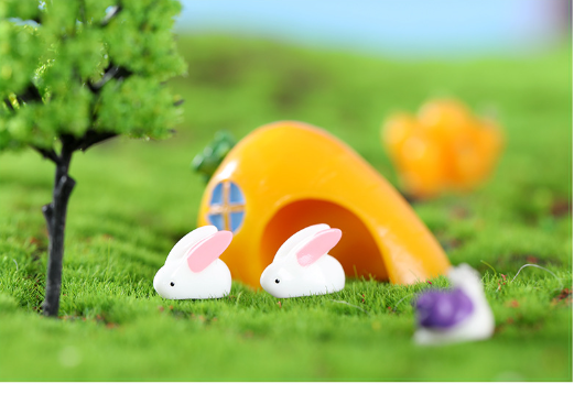 Thỏ mini trang trí sen đá, terrarium tiểu cảnh