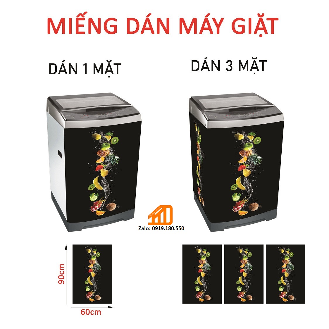 [HCM] Decal Dán máy giặt HOA QUẢ NHIỆT ĐỚI -  TỦ LẠNH MINI