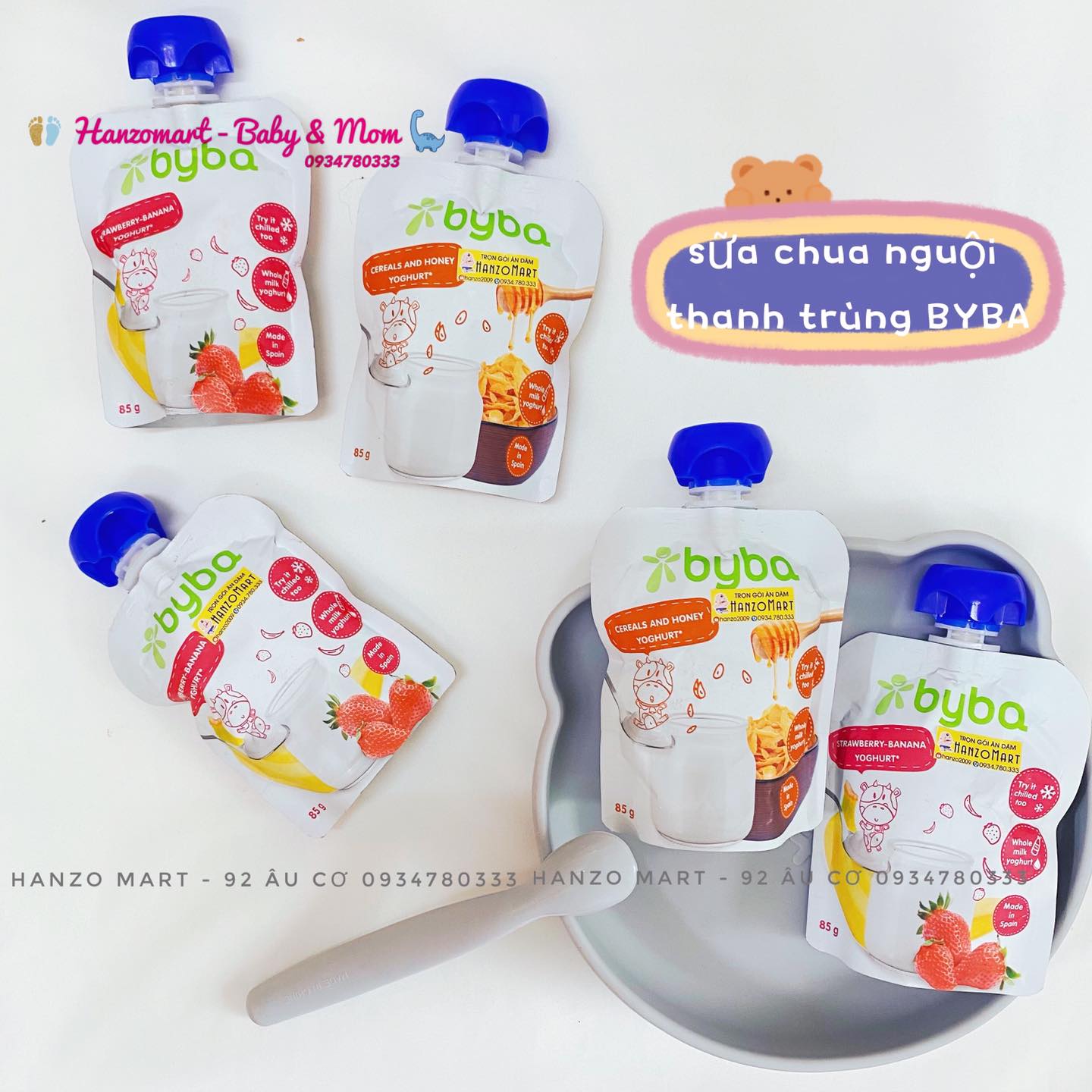 Sữa chua nguội Byba dạng túi cho bé ăn dặm