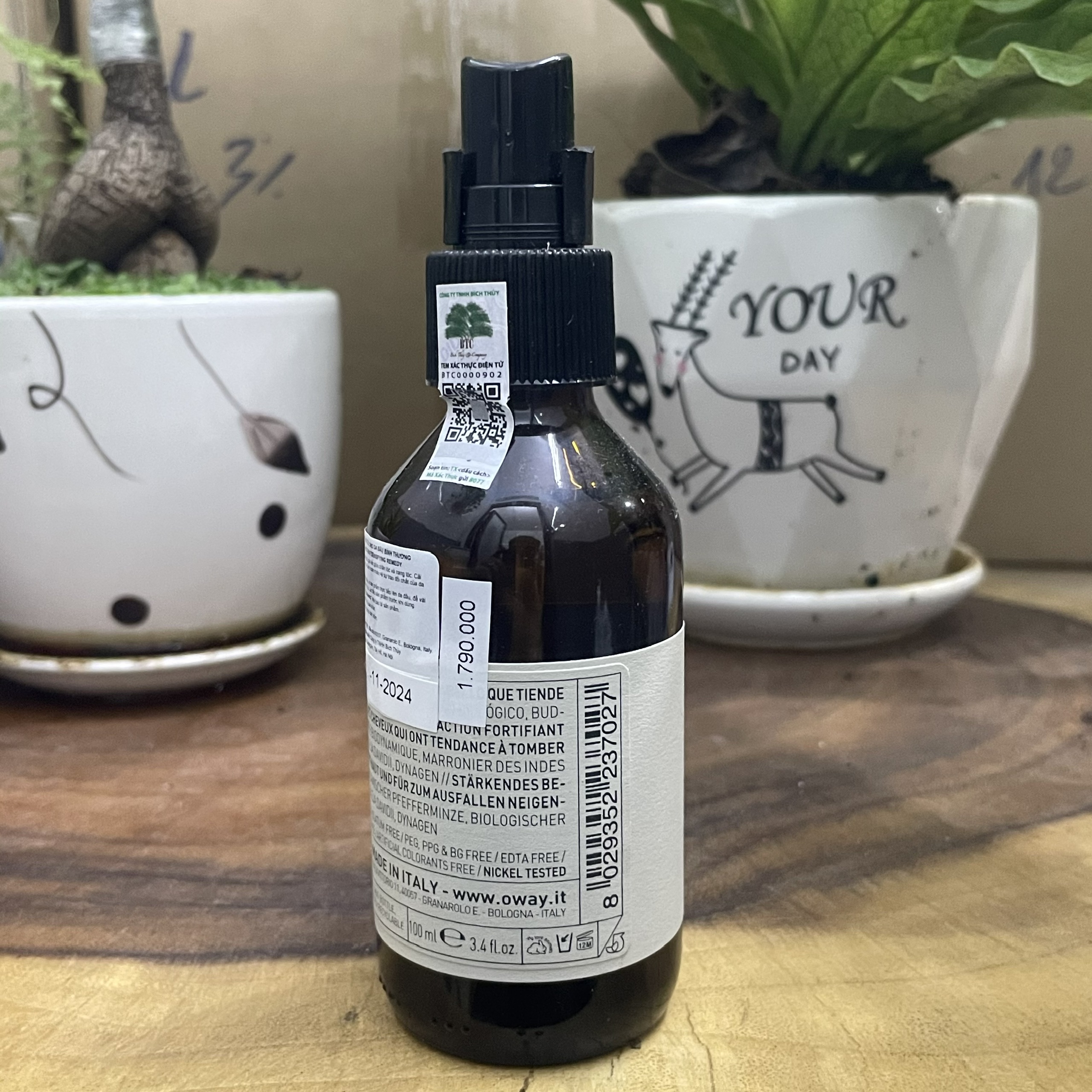 [HCM]XỊT CHỐNG RỤNG VÀ KÍCH THÍCH MỌC TÓC OWAY DENSIFYING REMEDY 100ML