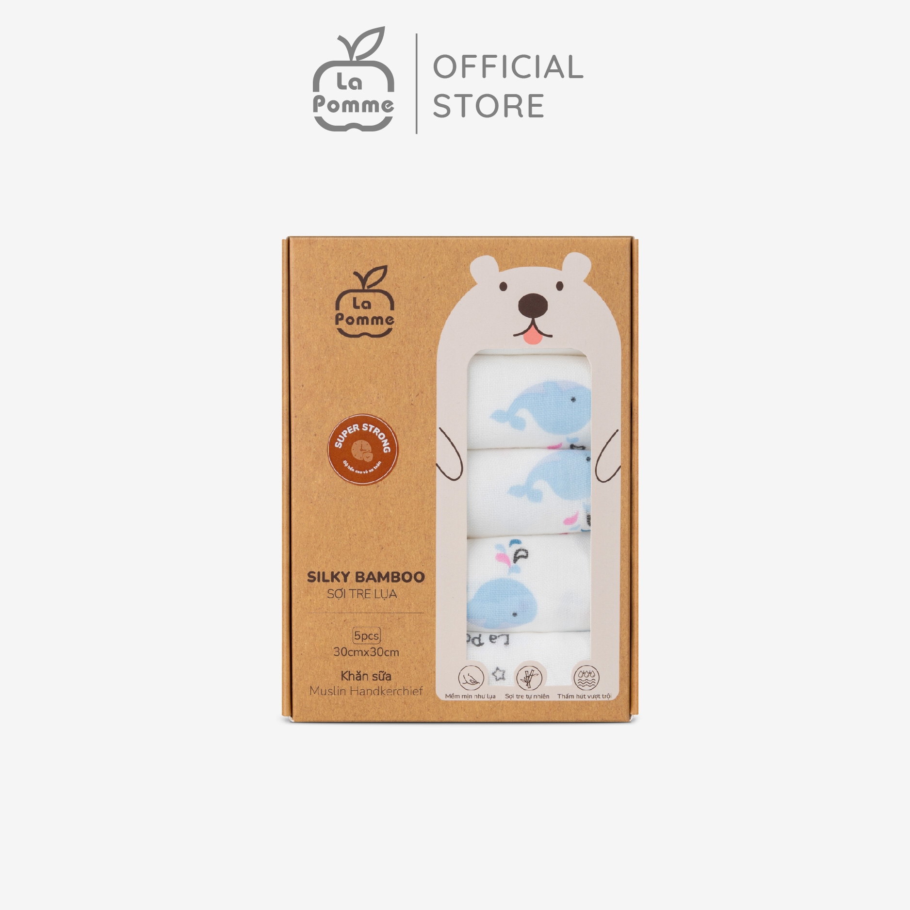 K001 Set 5 Khăn sữa sợi tre lụa (30x30) La pomme