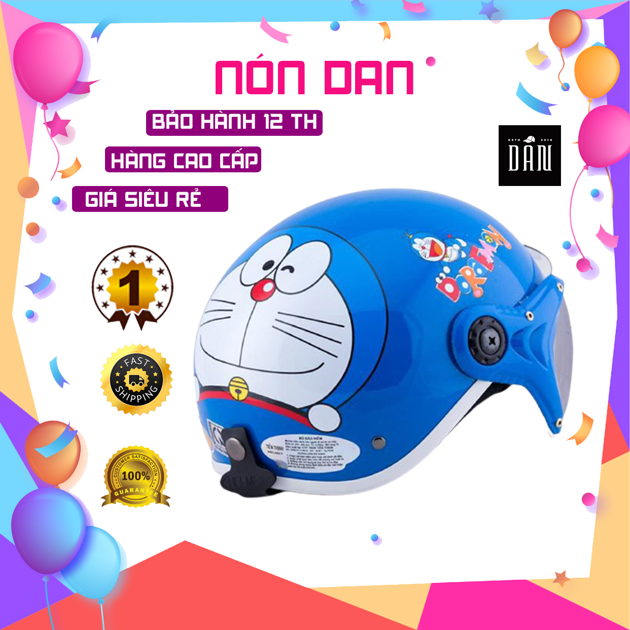 Nón bảo hiểm trẻ em hoạt hình Doremon