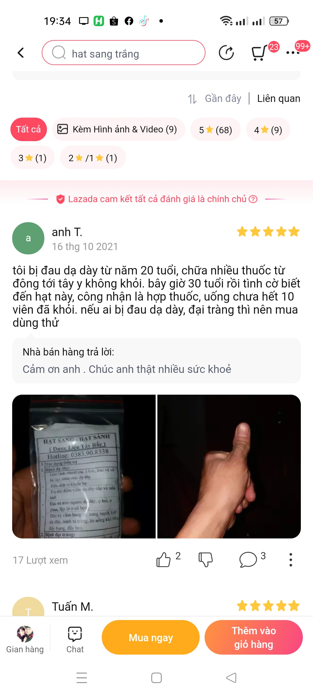 10 Hạt sang hạt sành đau dạ dày và đại tràng ( hạt trắng)