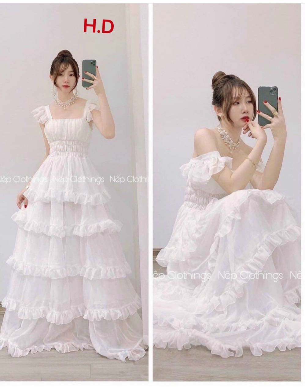 Đầm maxi dáng dài cánh tiên điệu đẹp tiểu thư