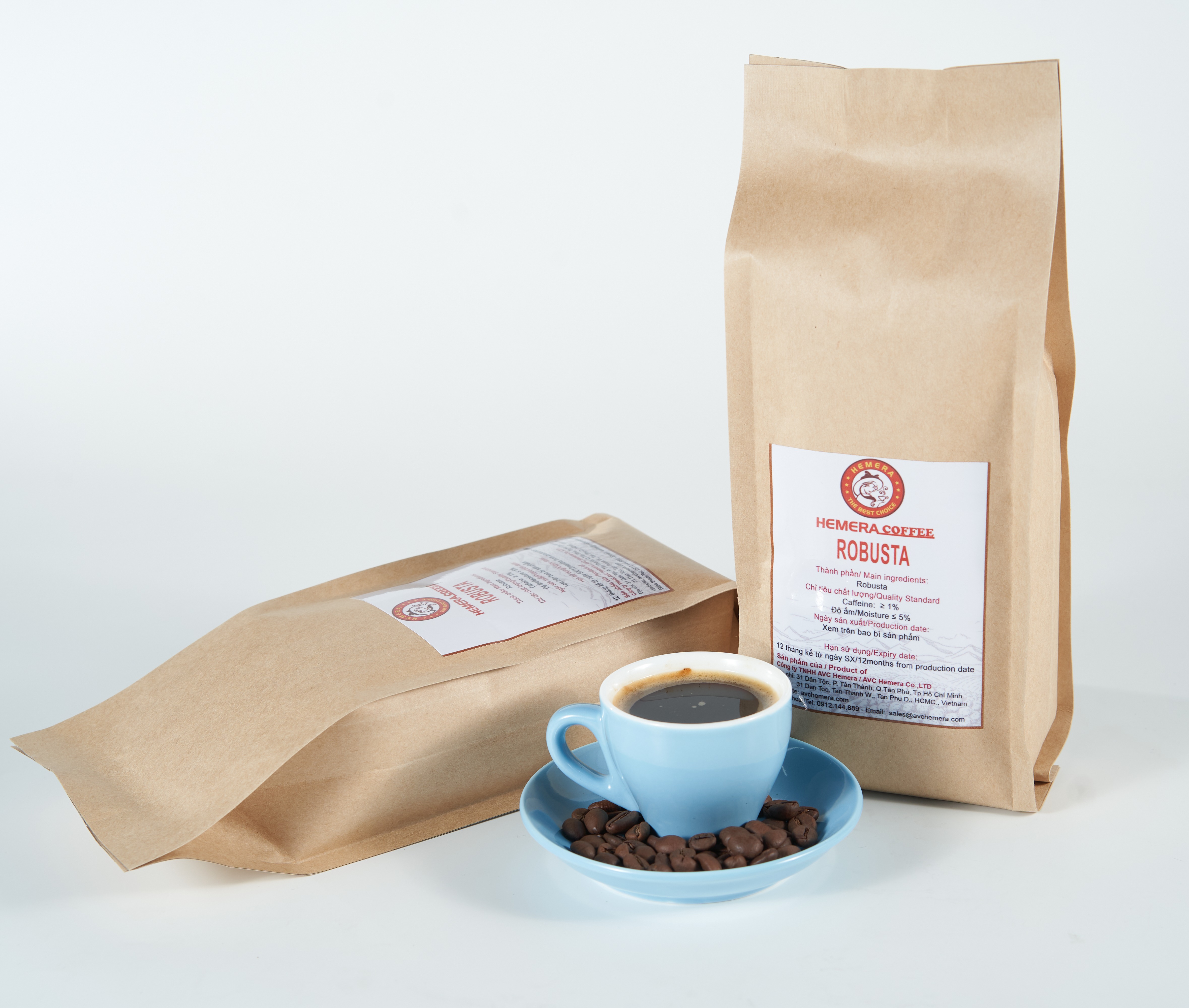 [HCM]CÀ PHÊ HẠT NGUYÊN CHẤT ROBUSTA RANG MỘC HEMERA COFFEE 500GR