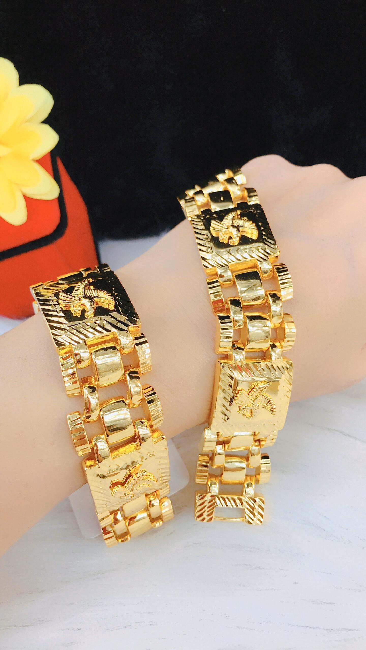 Lắc Tay Mạ Vàng 18K  Nam Chạm Đại Bàng  150.10.09 - Đi Chơi, Dự Tiệc Rất Ngầu - Tubi Cony - Bao Đổi Tra Trong Vòng 07 Ngày