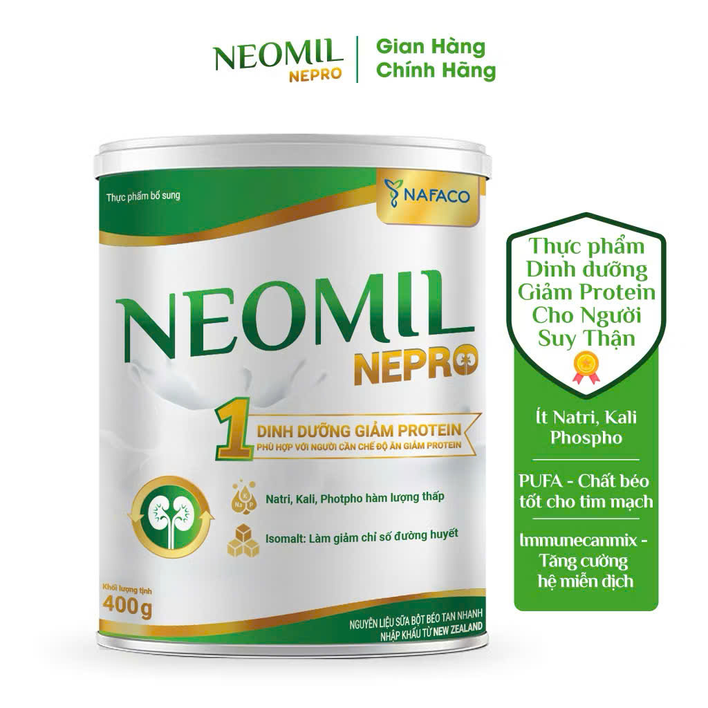 Sữa bột NEOMIL NEPRO SỐ 1,2 400G ( DINH DƯỠNG CHO NGƯỜI SUY THẬN)