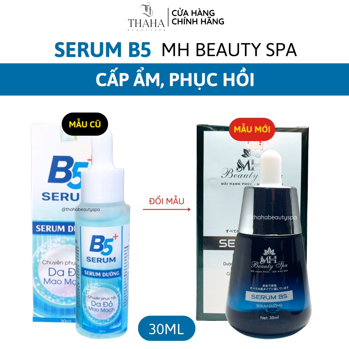 Serum B5 MH Beauty Spa 30ml, Serum phục hồi da tổn thương, sau liệu trình spa, làm dịu da đỏ mao mạch