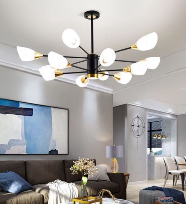 Đèn chùm MONSKY XAVAS kiểu dáng Bắc Âu cao cấp 12 bóng trang trí nhà cửa hiện đại - kèm bóng LED chuyên dụng.